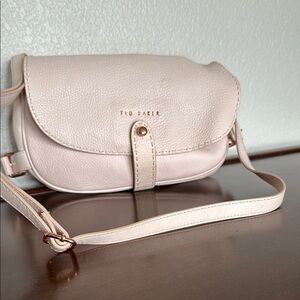 Ted Baker Pink Soft Leather Crossbody Bag with Textured Finish